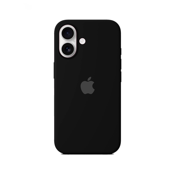 CARATULA SILICON TIPO ORIGINAL C/ LOGO IPHONE 16 NEGRO
