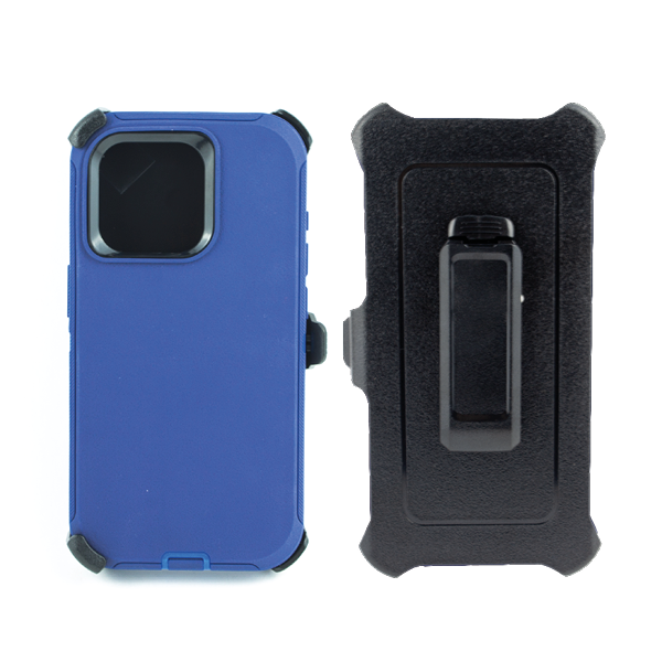 ESTUCHE TIPO DEFENDER IPHONE 15 PRO AZUL CON CLIP