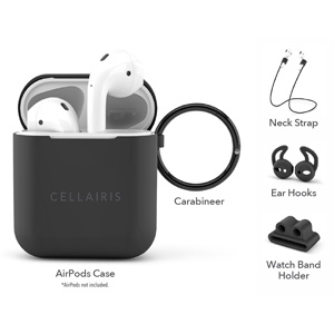 KIT DE FUNDA Y ACCESORIOS PARA AIRPODS GRIS 12-0004002