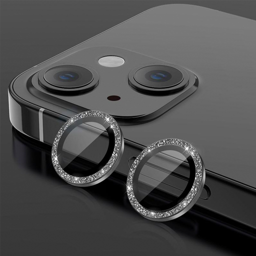 [840000013286] PROTECTOR CAMARA CRISTAL TEMPLADO IPHONE 15/15 PLUS GLITTER NEGRO