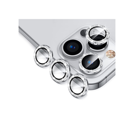 [900000002202] PROTECTOR CAMARA CRISTAL TEMPLADO IPHONE 16 PRO/16 PRO MAX GLITTER PLATA