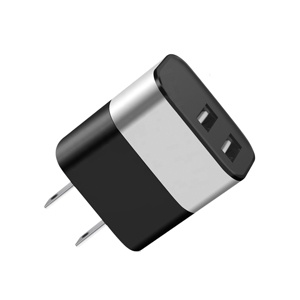 ADAPTADOR DUAL USB DE PARED CARGA RAPIDA 3.1 A NEGRO/PLATA