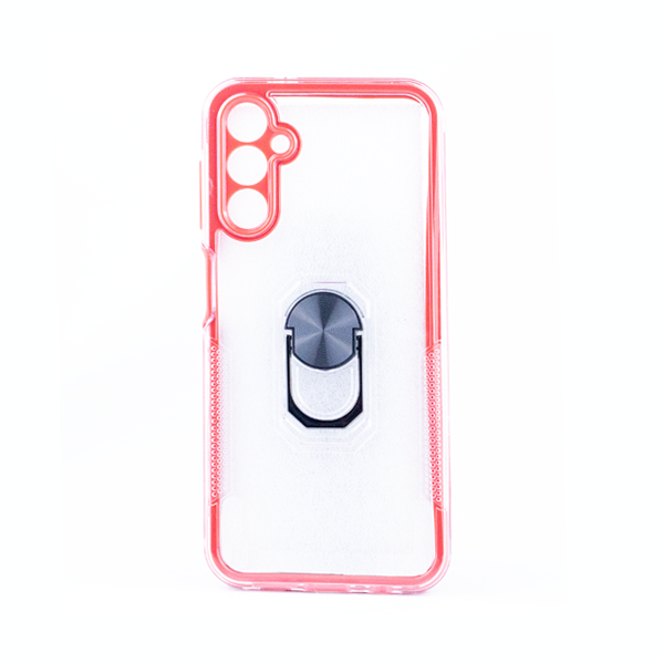 CARATULA 2 EN 1 C/ANILLO SAMSUNG A04S TRANSPARENTE/ROJA