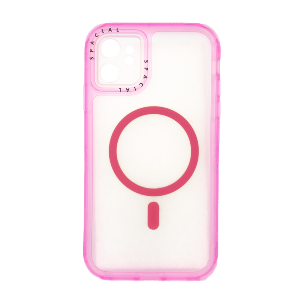 CARATULA 3 EN 1 SPACIAL MAGSAFE IPHONE 11 TRANSPARENTE/ROSA