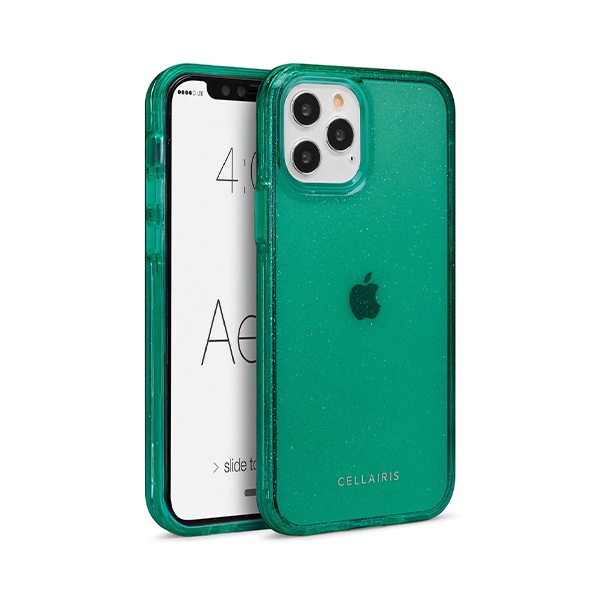 CARATULA AERO GLITTER IPHONE 14/13/12 PRO MAX VERDE 33-0352009