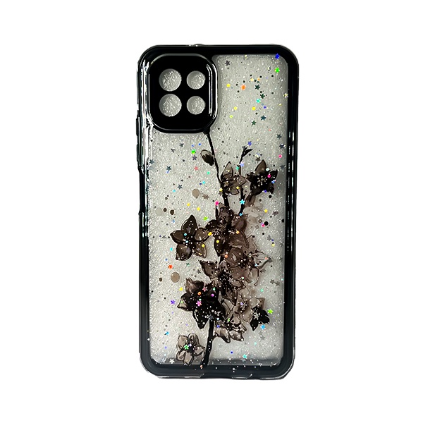 CARATULA BRILLOS FLORES SAMSUNG A03/A04E NEGRA
