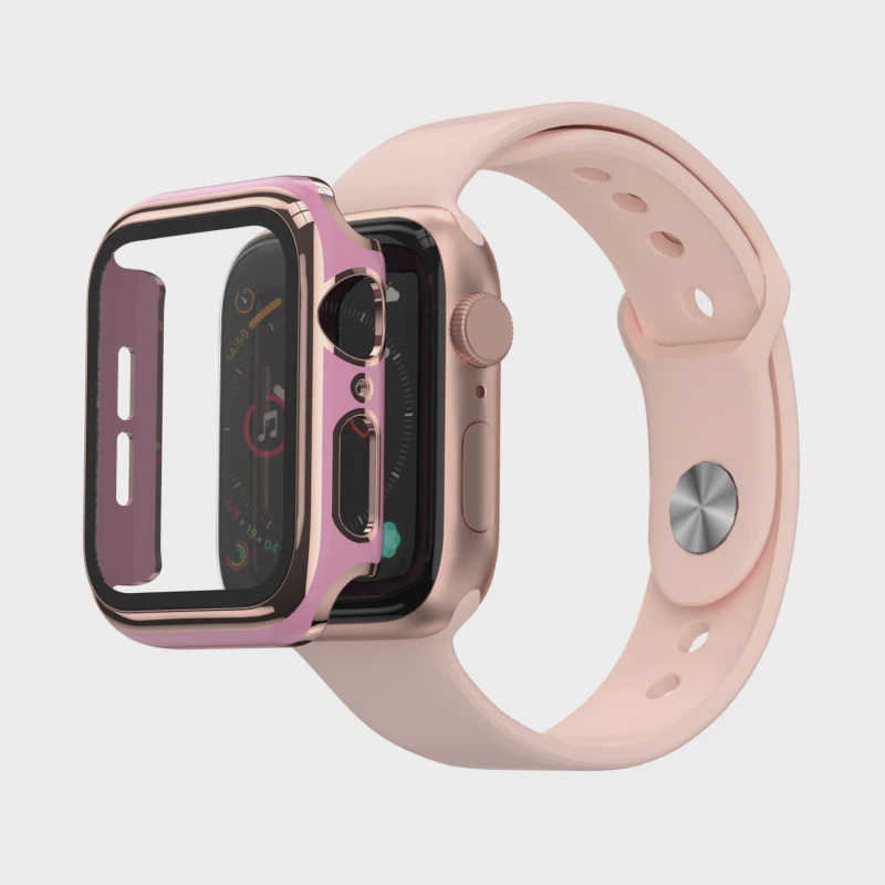 CARATULA ELECTROPLATING C/TEMPLADO APPLE WATCH 7/8 41mm ROSE GOLD