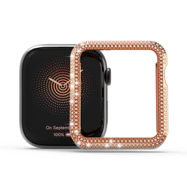 CARATULA ELECTROPLATING DIAMANTES APPLE WATCH 7/8 41mm ROSE GOLD