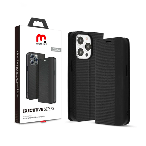 CARATULA EXECUTIVE WALLET IPHONE 15 PRO MAX NEGRA MYBAT PRO