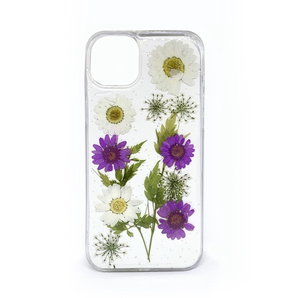 CARATULA FLORES SECAS IPHONE 15/14 PLUS TRANSPARENTE