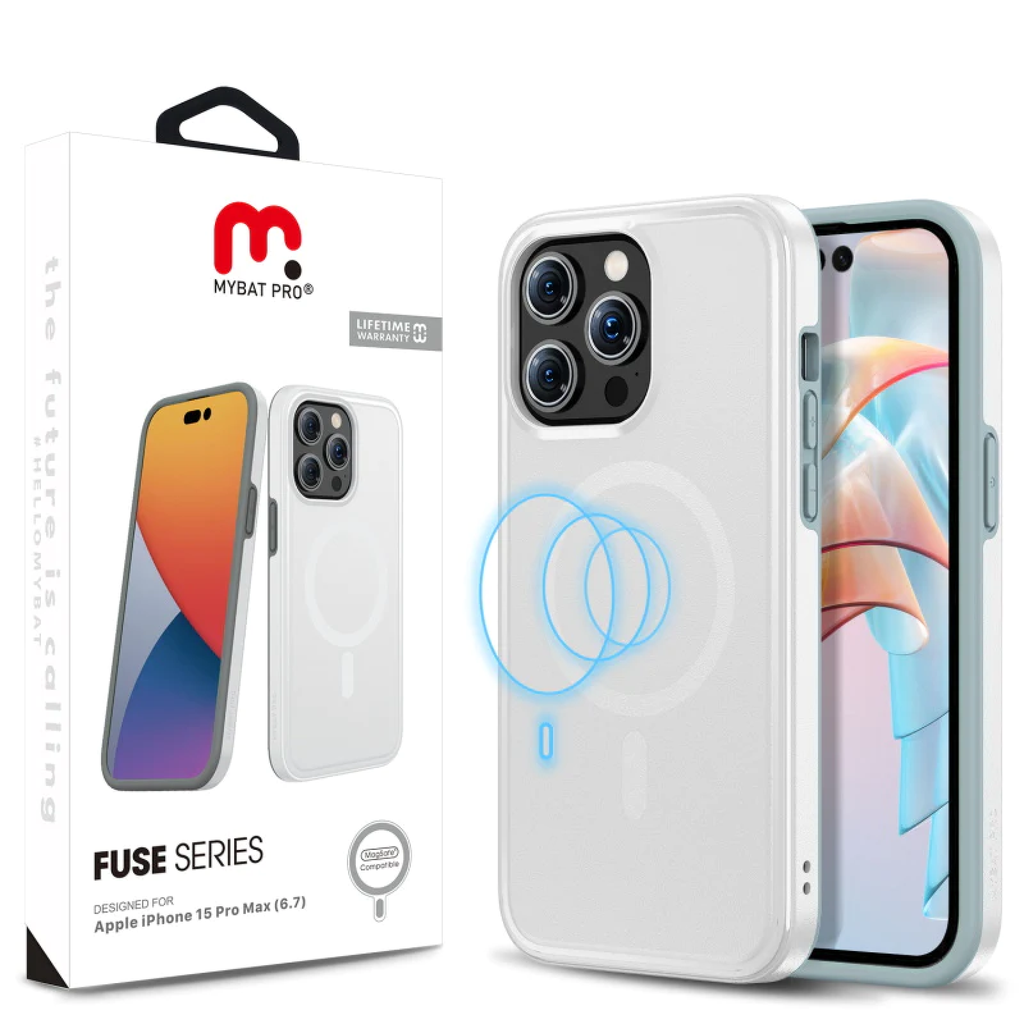 CARATULA FUSE MAGSAFE IPHONE 15 PRO MAX BLANCA MYBAT PRO