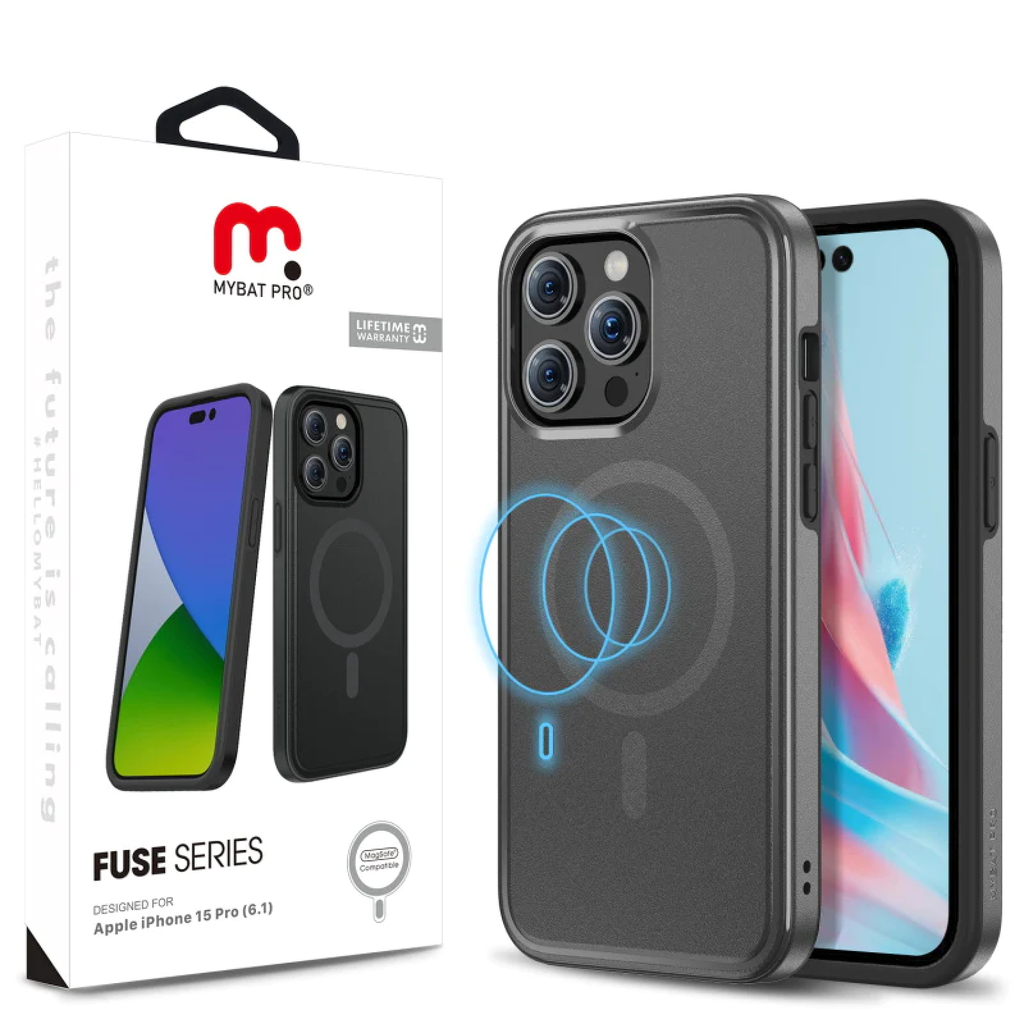 CARATULA FUSE MAGSAFE IPHONE 15 PRO NEGRA MYBAT PRO