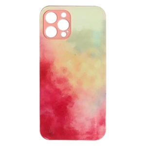 CARATULA GLASS ACUARELA IPHONE 12 PRO MAX ROSA/ROJO