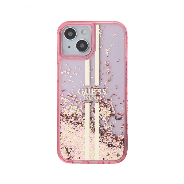 CARATULA GUESS GLITTER STRIPE IPHONE 15/14/13 ROSA