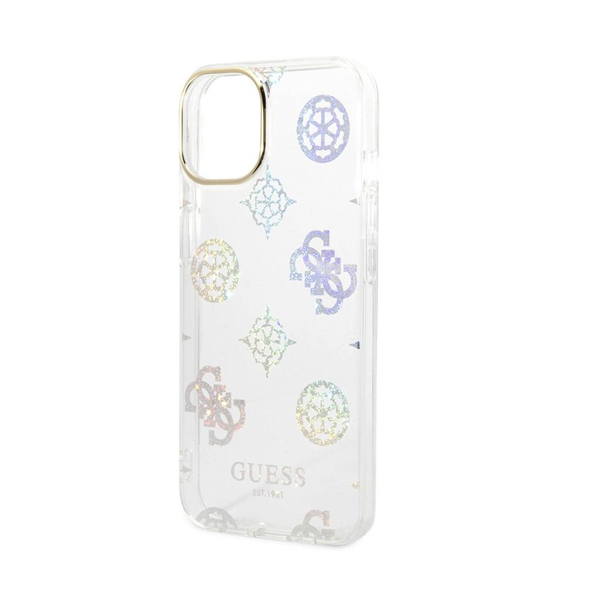 CARATULA GUESS PEONY GLITTER IPHONE 14/13/12 PRO MAX PLATA