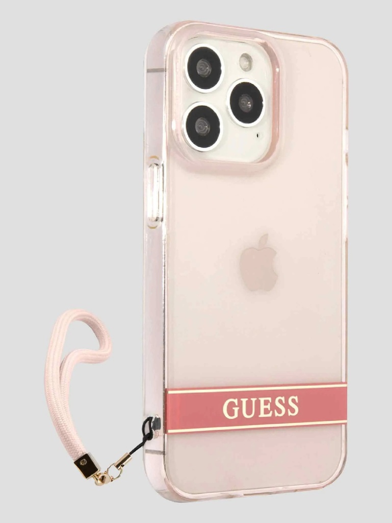CARATULA GUESS TRANSLUCENT STRIPE ROSA IPHONE 14/13/12 PRO MAX