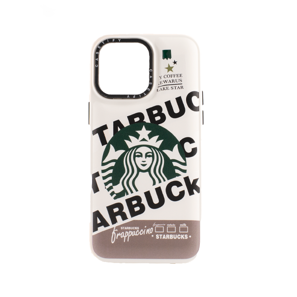 CARATULA MARCAS 3D IPHONE 14/13/12 PRO MAX STARBUCKS BLANCA