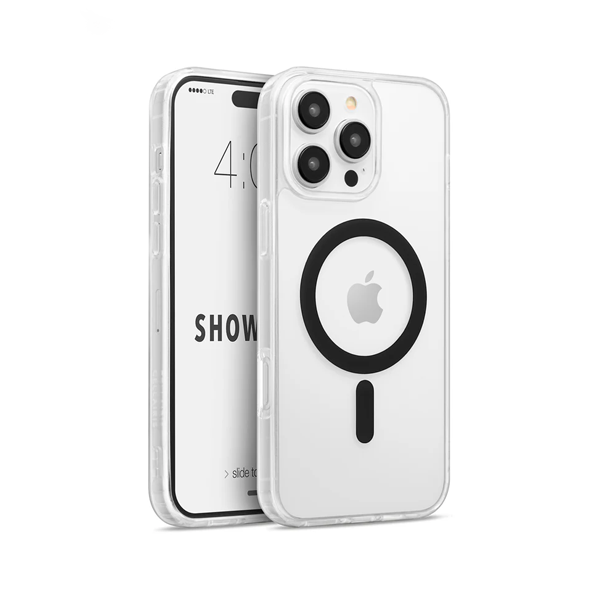 CARATULA SHOWCASE SLIM HALO MAGSAFE IPHONE 16 PRO MAX TRANSPARENTE/NEGRA 40-0130002R