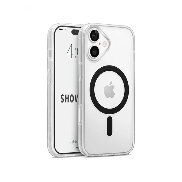 CARATULA SHOWCASE SLIM HALO MAGSAFE IPHONE 16 TRANSPARENTE/NEGRA 40-0100002R