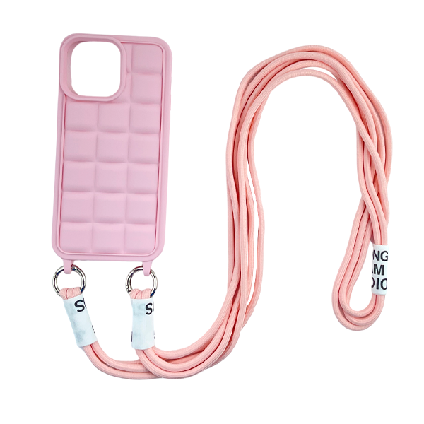 CARATULA SILICON CON CORDON IPHONE 15 PRO MAX ROSA