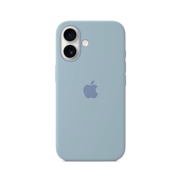 CARATULA SILICON TIPO ORIGINAL C/ LOGO IPHONE 16 AZUL CLARO