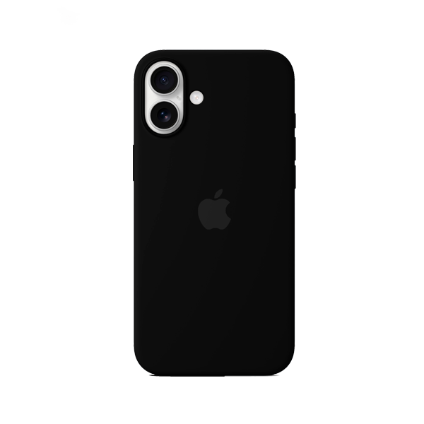 CARATULA SILICON TIPO ORIGINAL C/ LOGO IPHONE 16 PLUS NEGRO