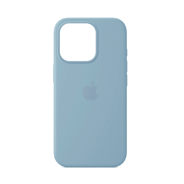 CARATULA SILICON TIPO ORIGINAL C/ LOGO IPHONE 16 PRO AZUL CLARO