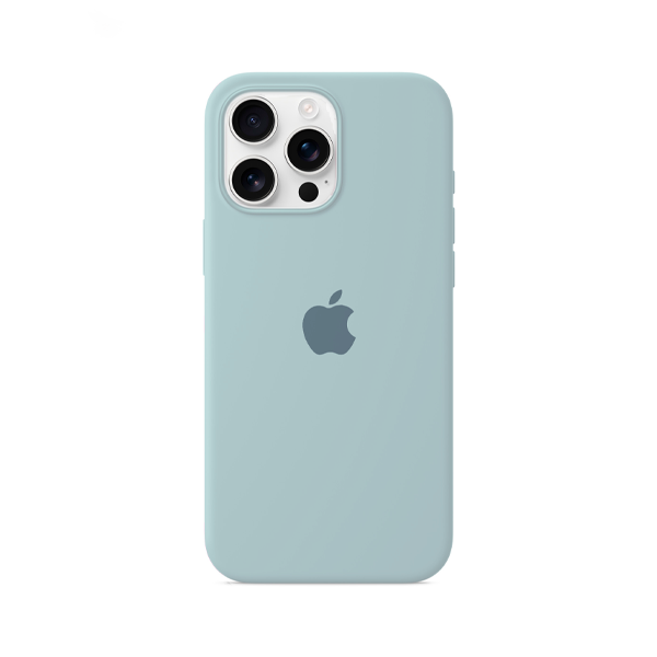 CARATULA SILICON TIPO ORIGINAL C/ LOGO IPHONE 16 PRO MAX AZUL CLARO