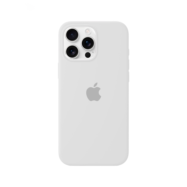CARATULA SILICON TIPO ORIGINAL C/ LOGO IPHONE 16 PRO MAX BLANCO