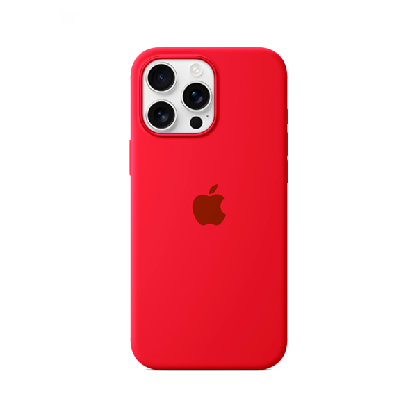 CARATULA SILICON TIPO ORIGINAL C/ LOGO IPHONE 16 PRO MAX ROJO