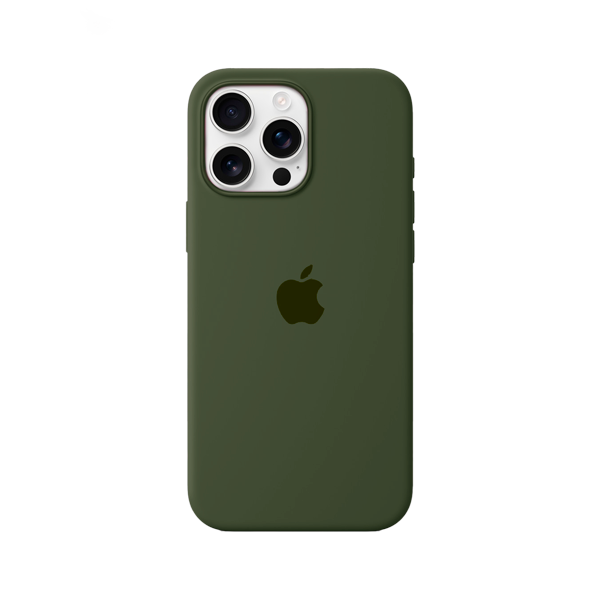 CARATULA SILICON TIPO ORIGINAL C/ LOGO IPHONE 16 PRO MAX VERDE OLIVO