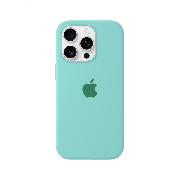 CARATULA SILICON TIPO ORIGINAL C/ LOGO IPHONE 16 PRO MENTA