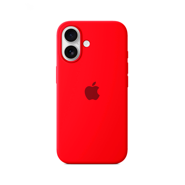 CARATULA SILICON TIPO ORIGINAL C/ LOGO IPHONE 16 ROJO