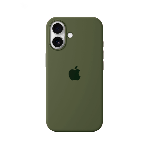 CARATULA SILICON TIPO ORIGINAL C/ LOGO IPHONE 16 VERDE OLIVO