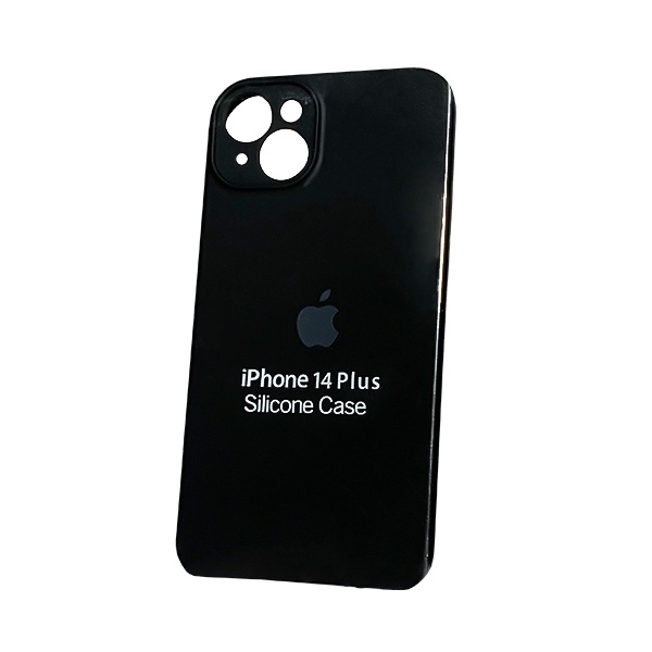 CARATULA SILICON TIPO ORIGINAL C/LOGO IPHONE 15/14 PLUS NEGRA