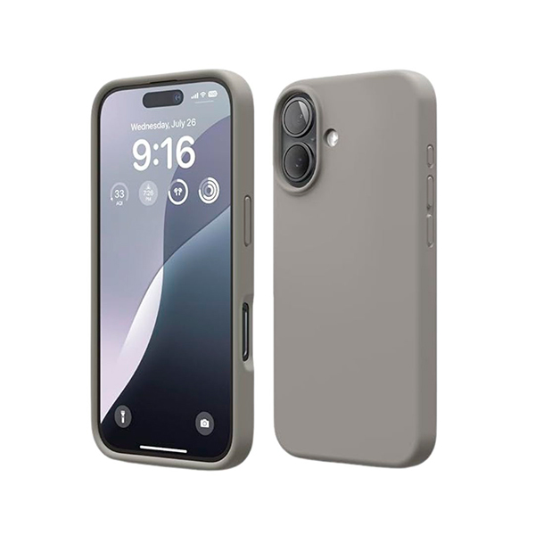 CARATULA SILICON TIPO ORIGINAL S/LOGO IPHONE 16 GRIS CLARO