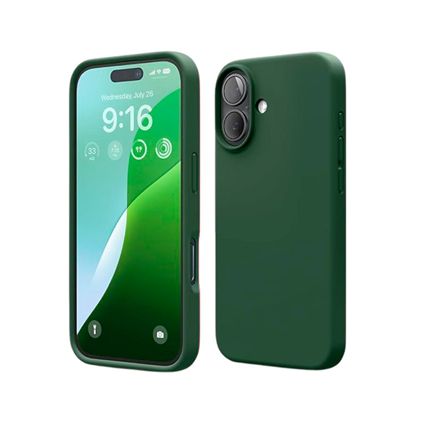 CARATULA SILICON TIPO ORIGINAL S/LOGO IPHONE 16 VERDE OLIVO
