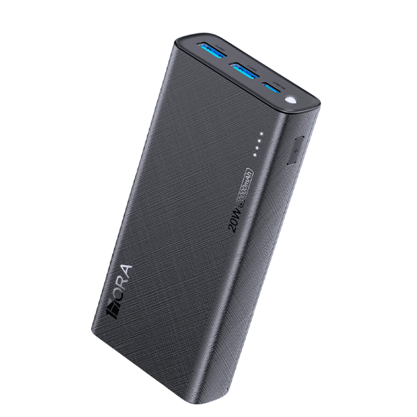 CARGADOR PORTATIL POWER BANK 20000 mAh NEGRO 1HORA