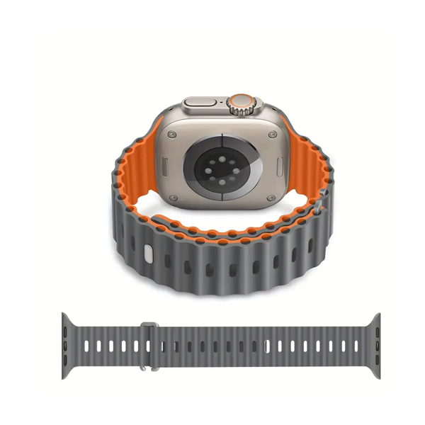 CORREA SILICON SPORT APPLE WATCH ULTRA 45-49mm GRIS/NARANJA
