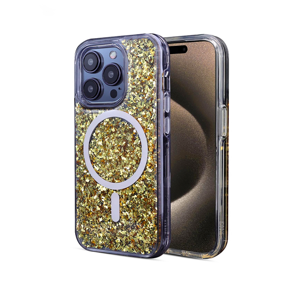 ESTUCHE DAZZLE MAGSAFE IPHONE 15 PRO MAX GOLD RUSH MYBAT