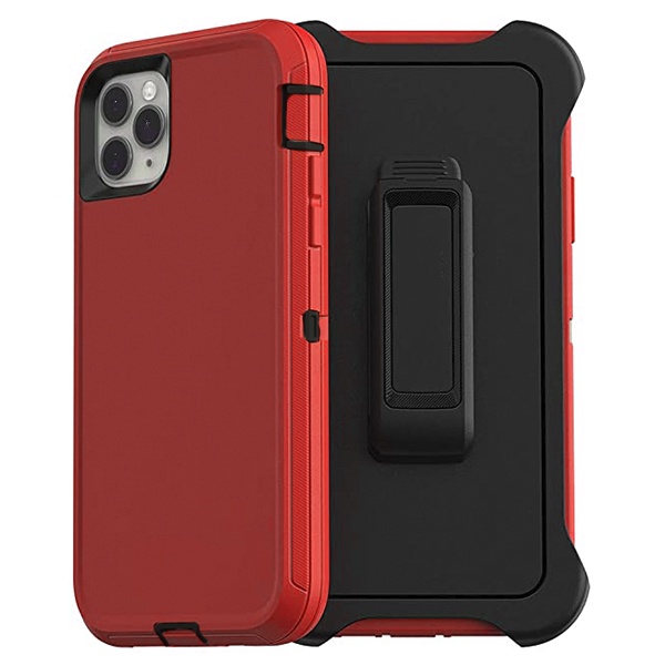ESTUCHE TIPO DEFENDER IPHONE 13 PRO ROJO/NEGRO CON CLIP