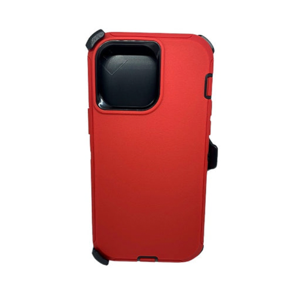 ESTUCHE TIPO DEFENDER IPHONE 14 PRO ROJO/NEGRO CON CLIP