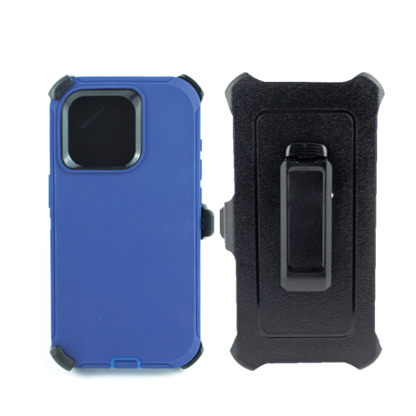 ESTUCHE TIPO DEFENDER IPHONE 15 PRO MAX AZUL CON CLIP