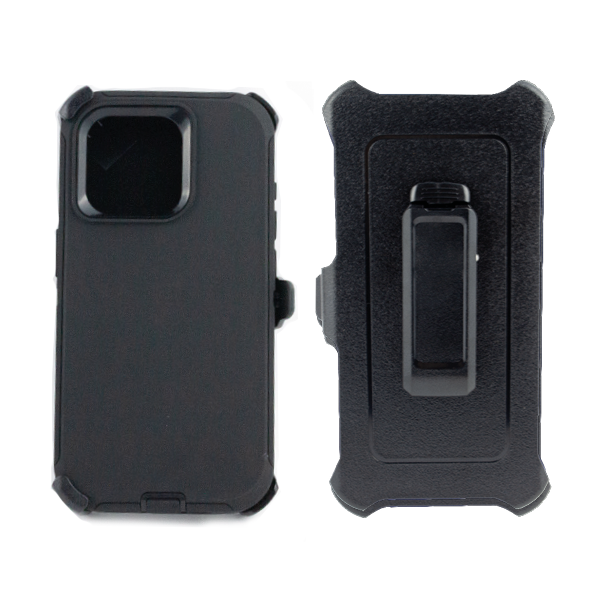 ESTUCHE TIPO DEFENDER IPHONE 15 PRO MAX NEGRO CON CLIP
