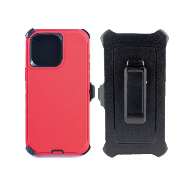 ESTUCHE TIPO DEFENDER IPHONE 15 PRO MAX ROJO CON CLIP