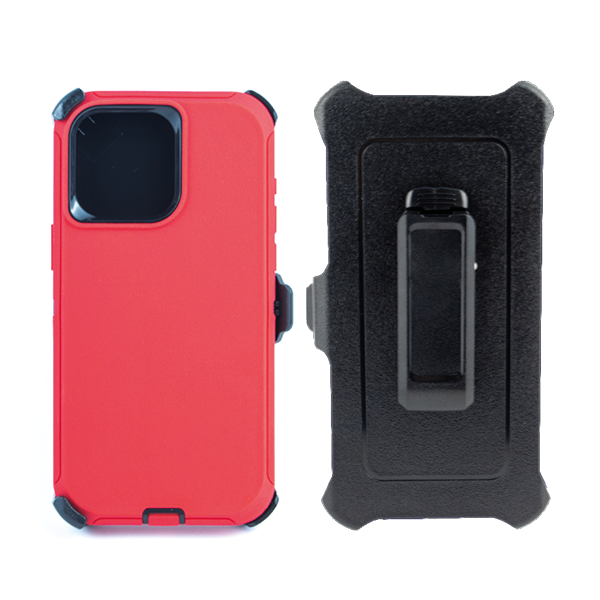 ESTUCHE TIPO DEFENDER IPHONE 15 PRO ROJO CON CLIP