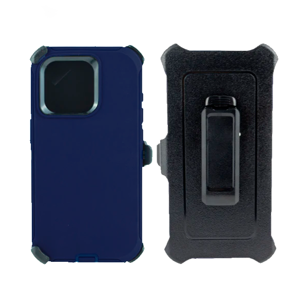 ESTUCHE TIPO DEFENDER IPHONE 15/14/13 AZUL CON CLIP