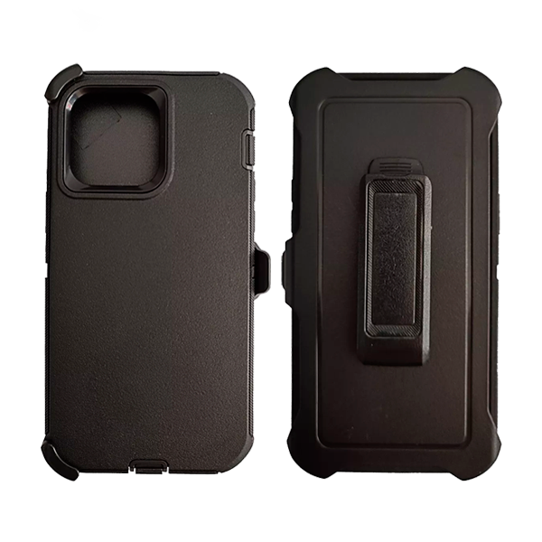 ESTUCHE TIPO DEFENDER IPHONE 15/14/13 NEGRO CON CLIP