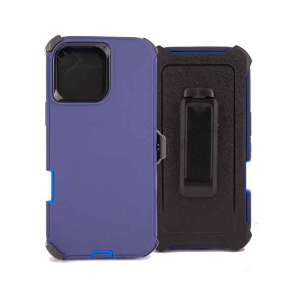 ESTUCHE TIPO DEFENDER IPHONE 16 PRO MAX AZUL CON CLIP