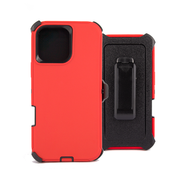 ESTUCHE TIPO DEFENDER IPHONE 16 PRO MAX ROJO CON CLIP